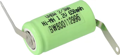 Obrázok produktu pre Batériový článok 1,2 V 650 mAh 2/3AA s pájkou Z NiMH