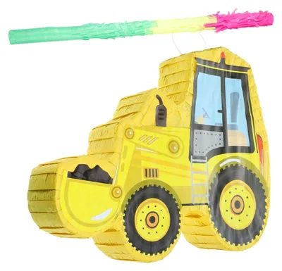 Produktbild von Bagger Piñata Set für Geburtstagsfeiern mit bunter Dekoration