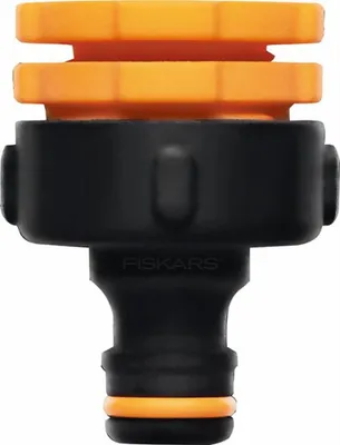 Produktbild von Fiskars Hahnverbinder Multi, Schlauchverbinder, Mehrfach-Hahnanschluss, Kunststoff, Schwarz, Orange, 1027051