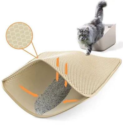 Produktbild von Ibenzoa® Katzenstreumatte – doppellagige, wasserdichte EVA-Matte für Katzentoilette mit extra großen Wabenöffnungen, waschbar, rutschfest,