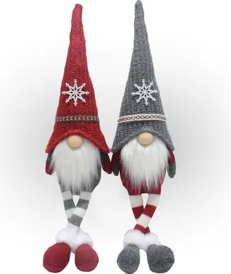 Produktbild von Wichtel 2er Set, Weihnachtswichtel als Kantenhocker, Gnome mit Strickmütze