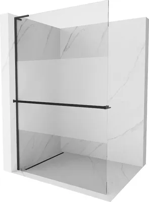 Produktbild von Mexen Kioto+ L Duschwand mit Ablage Walk-in 120 x 200 cm, transparent/frosted, schwarz - 800-120-123-70-30