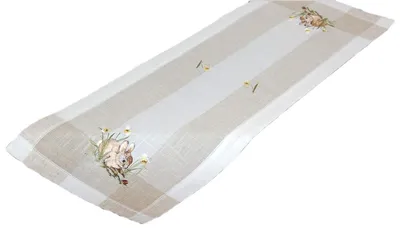 Produktbild von Ecru/Beige Tischläufer mit Haarstickerei - 40x140 cm