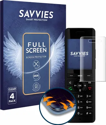 Produktbild von 4x Savvies Fullscreen Schutzfolie für AVM Fritz!Fon X6 Black Displayschutz Folie Fullcover Klar Transparent