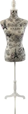 Produktbild von Relaxdays Schneiderpuppe, weiblich, Größe 36/38, verstellbar 130–167 cm, Paris-Design, Holzständer, Kleiderpuppe, bunt