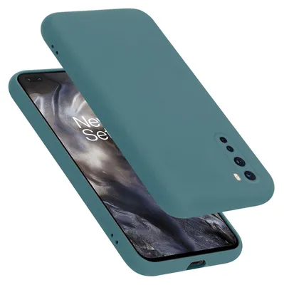 A teal silicone phone case is shown diagonally over a smartphone.