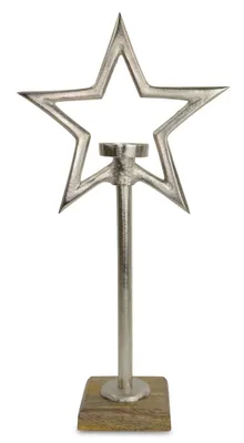 Produktbild von Riffelmacher Kerzenständer Teelichthalter mit Stern 73592 - Natur Silber 44 cm