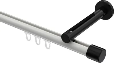 Produktbild von Interdeco Innenlaufstange / Gardinenstange mit Innenlauf Weiß / Schwarz, Typ Siteno Santo (Kappe), 20 mm Ø 1-läufig, 100 cm