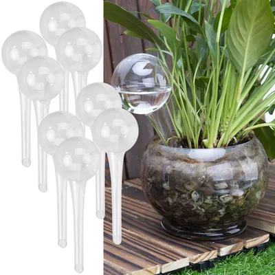 Produktbild von 8er-Set Effiziente Pflanzen Bewässerungskugeln aus Glas, Ø 6 x H 15 cm, Giesskugeln transparent, ideal für Zuhause, Büro und Ferien