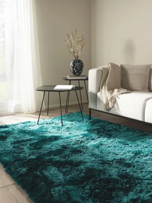 Hochflor-Teppich 200x290 cm türkis weich pflegeleicht