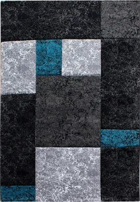 Produktbild von Villa Möbel Hawico Wohnzimmer-Teppich, Frisé-Teppich, Frisee, Geometrisch Design, Farbe:Türkis, Grösse:200x290 cm