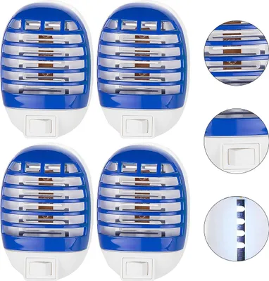 Produktbild von 4er Set Mückenvernichter Lampe Blau, UV-LED, geräuschlos, sicher für Babys & Schwangere, energiesparend