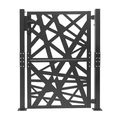 Zdjęcie produktu dla Bramy ogrodowe 105*125cm ogrodowa brama wejściowa 180° ogrodowa brama metalowa czarna