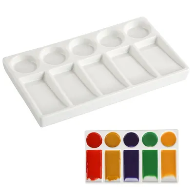 Produktbild von Mischpalette,Keramik Farbpalette8 Zoll rechteckig 5 Löcher 5 Gitter,19*11*2cm,Weiß