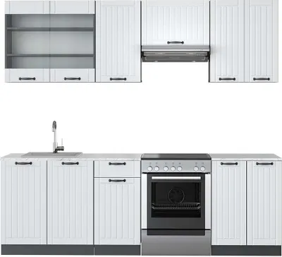 Produktbild von Küchenzeile Vicco Fame-Line Weiß Landhaus/Anthrazit 240 cm , AP Marmor, Model 42387