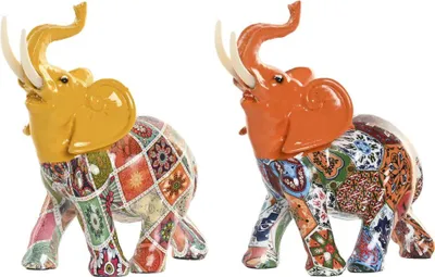 Obrázek produktu pro Dekorativní figurka Home ESPRIT Žlutý barevný oranžový slon 16 x 7 x 17 cm (2 ks)