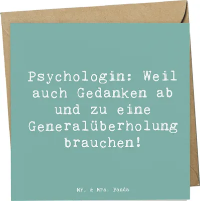 Produktbild von Mr. & Mrs. Panda Klappkarte Spruch Psychologin Gedanken - Meeresbrise - Geschenk, Psychologie, innere Konflikte, Grußkarte, faltkarte, Dankeschön, Berufspassion, Beruf