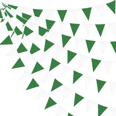 Produktbild von Wimpelkette Stoff Grün Weiß 10m 36 Flaggen für Party & Dekoration