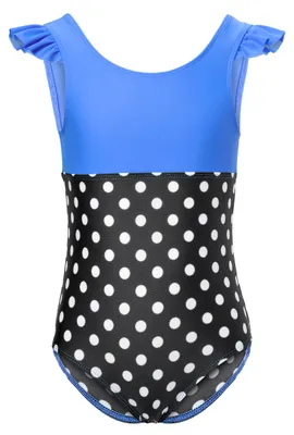 Image de Maillot de bain une pièce pour fille, séchage rapide, protection UV 50, MS10-443 (bleu/noir/à pois, 110)