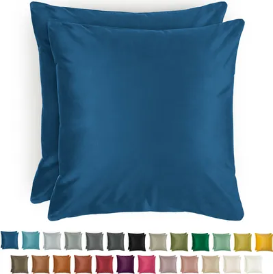 Produktbild von Blumtal 2er Set Kissenbezug 40x40 cm Samt - edler Kopfkissenbezug aus Samt, weiche Kissenhülle Velvet, Dunkelblau