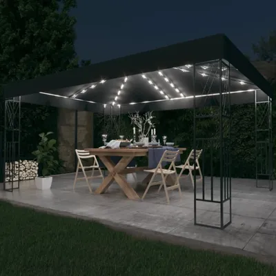 Produktbild von Pavillon mit LED-Lichterkette 3x4 m Anthrazit Stoff