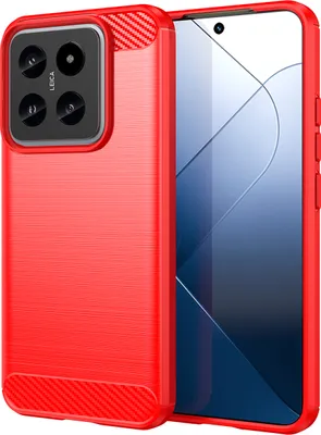 Produktbild von Hülle für Xiaomi 14 Carbon-Faser Weich TPU Silikon Stoßfest Handyhülle Rot
