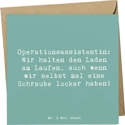 Produktbild von Mr. & Mrs. Panda Grußkarte Spruch Operationsassistentin Heldin - Meeresbrise - Geschenk, Glückwunschkarte, Wertschätzung, Anerkennung, anlasskarte, faltkarte, Teamarbeit