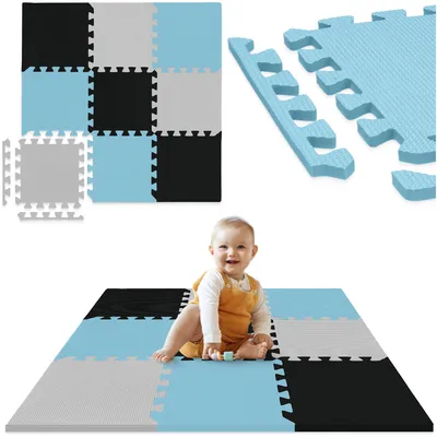 Produktbild von 4FIZJO Puzzle Spielmatte Kinder, 90 × 90 cm, EVA Schaumstoffmatte, 9 Teile Puzzlematte, Spielmatte für Kinder