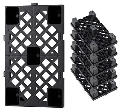 Produktbild von VEVOR 6x Kunststoffpaletten 500x305x100 mm, Nestbare Leichtpaletten mit 1000 kg/㎡ Statischer Traglast, Industriepaletten mit Gitterstruktur Schnappverbindung, Bodenpaletten für Lager Garage Supermarkt