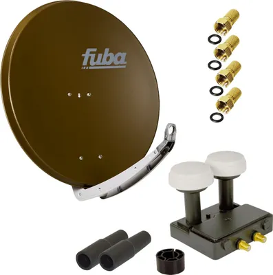 Produktbild von FUBA SAT Anlage DAA 850 B ALU Braun PremiumX Twin Monoblock 4x F-Stecker 2x Tülle