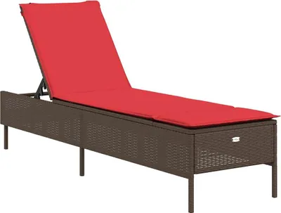 Produktbild von vidaXL Sonnenliege mit Kissen Braun Poly Rattan