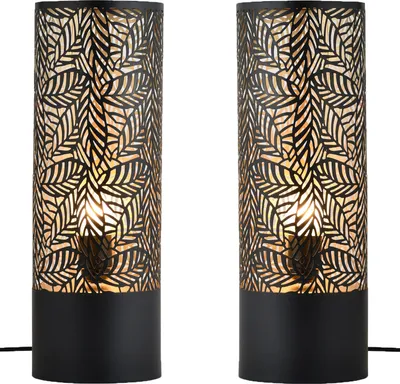 Zdjęcie produktu dla zestaw 2 skandynawskich dekoracyjnych lamp stołowych i nocnych Verdure Large Black