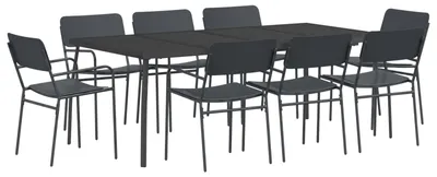 Imagen del producto de Conjunto de comedor 9 uds. Antracita Acero