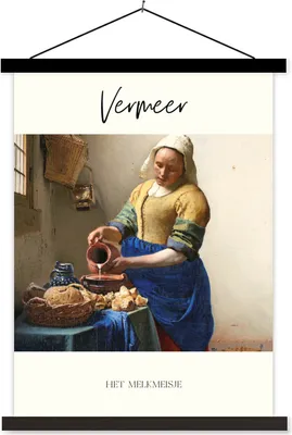 Produktbild von MuchoWow® Textilposter Milchmädchen - Vermeer - Kunst 40x53 cm mit schwarzem Rahmen - Abbildung