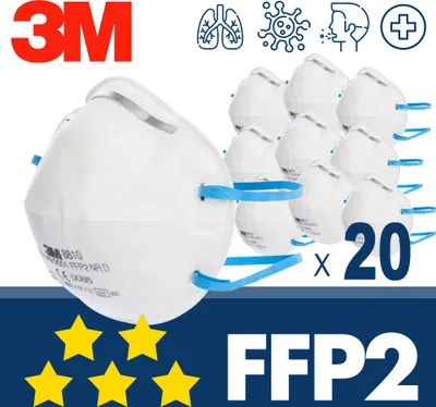 Produktbild von 20x 3M 8810 FFP2 ohne Ventil - CE Atemschutzmaske