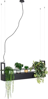 Produktbild von QAZQA - Industrie I Vintage I Industrie I Vintage I Hängelampe I Pendellampe I Pendelleuchte schwarz mit Gestell 4-flammig GU10 - Cage Rack I Wohnzimmer I Schlafzimmer - Stahl Länglich - LED geeignet