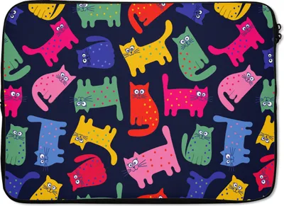 Produktbild von MuchoWow® Laptop Hülle 13 Zoll Muster - Katze - Regenbogen - Rosa - Mädchen - Kinder - Kind Laptoptasche - Laptophülle - Sleeve - Rundumschutz