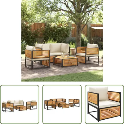 Produktbild von The Living Store 5-tlg. Garten-Sofagarnitur mit Kissen Massivholz Akazie