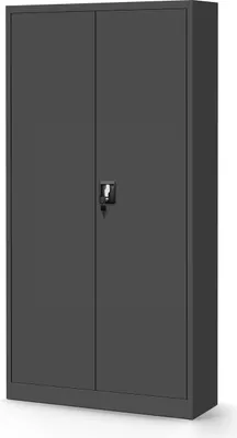 Obrázok produktu pre Kovová spisová policová skriňa s dverami a osobnou skrinkou Oceľový plech s práškovým nástrekom 185 cm x 90 cm x 45 cm Antracitová