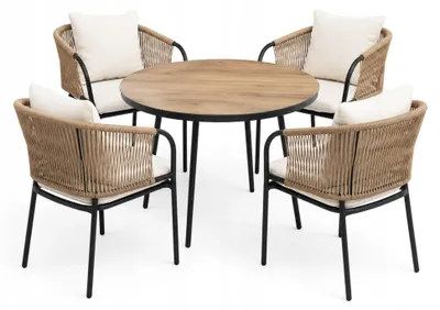 Zdjęcie produktu dla Komplet mebli ogrodowych rattanowych na balkon taras ogrodu Nola 4OS. taupe