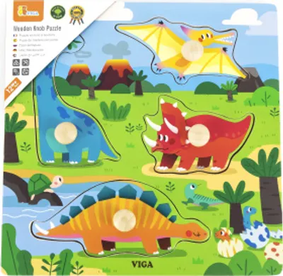 Zdjęcie produktu dla Drewniane Puzzle Z Pinezkami Dinozaury Lumarko!