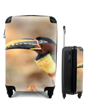Produktbild von MuchoWow® Koffer Handgepäck Trolley Rollkoffer Kleine Reisekoffer mit 4 Rollen - Vogel - Tukan - Federn - Natur - Cabin Size < 55x40x23 cm & 55x40x20 cm - Fotokoffer - Kabinenkoffer - Boardgepäck - Reise-Box - Reisekoffer - Reisegepäck - Koffer mit Bild - Trolley für Kinder