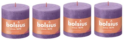 Produktbild von 4er-Set Stumpenkerze - Höhe 10 cm - Durchmesser 10 cm - Rustik - Blühendes Veilchen