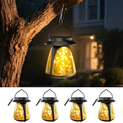 Solarlampen für Außen, 4 Stück, hängend, warmweiß, IP65
