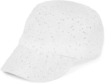 Produktbild von styleBREAKER Damen Sommer Baseball Cap gewebt mit Pailletten | Luftiges Basecap mit Metallschnalle verstellbar | Einfarbige Schildkappe für Strand und Freizeit