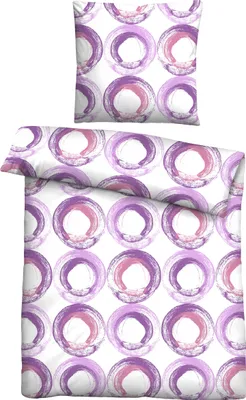 Produktbild von Traumhaft schlafen - Castell - Markenbettwäsche Mikrofaser Seersucker Bettwäsche 0260990 KREISE color: viola, size: 1x 135x200 cm + 1x 80x80 cm