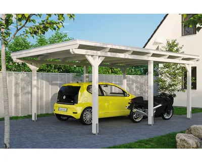 Produktbild von Einzelcarport SKAN HOLZ Emsland inkl. EPDM Folie, Pfostenanker 404 x 604 cm weiß
