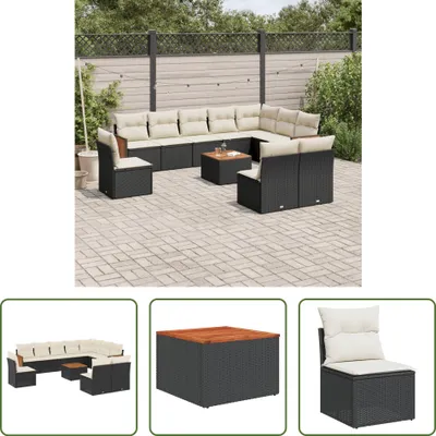 Produktbild von The Living Store 11-tlg. Garten-Sofagarnitur mit Kissen Schwarz Poly Rattan
