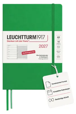 Productafbeelding van LEUCHTTURM1917 Wekelijks agenda 2027, formaat Medium (A5) met notitieboek - Agenda met planning