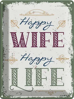 Produktbild von vianmo Blechschild 40x30 cm Happy wife Life Dekoration